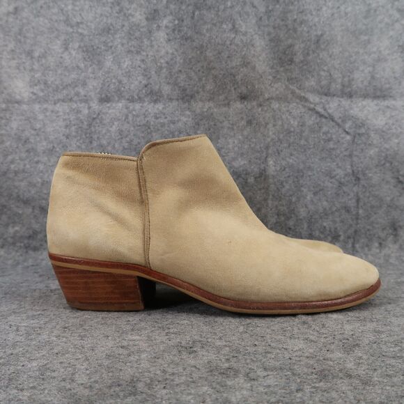 Sam Edelman Shoes Womens 7.5 Bootie Fashion Petty Leather Classic Tan Block Heel - Picture 2 of 14